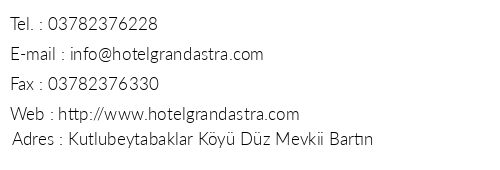 Grand Astra Resort Hotel telefon numaralar, faks, e-mail, posta adresi ve iletiim bilgileri
